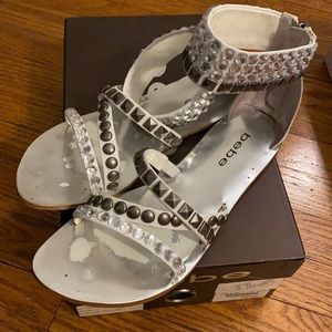 bebe Kylie White Leather Sandal